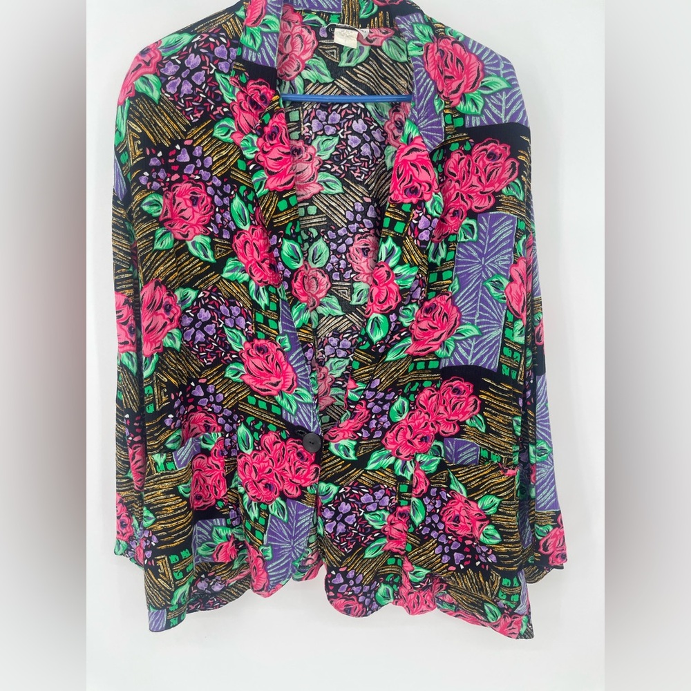 Vibrant Floral Patterned Blazer - image 1
